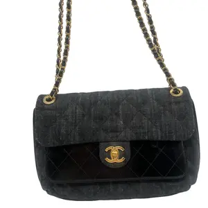 Pre-owned CHANEL Denim Shoulder Bags Medium Quilted Flap Bag