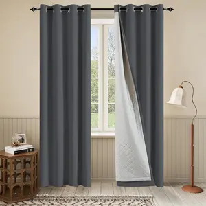 Soundproof 3 Layers  Blackout Grey Curtains 1 Panel 50x108 Thermal Insulated Soundproof Curtains for Bedroom Living Room