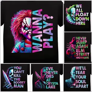 Halloween Horror Friends Shirt Bundle, Movie Killers Neon Sweatshirt, Horror Characters Hoodie, Series Killer Halloween, Scary Movie Shirt, Spooky Season, Halloween Sweatshirt, Everyday Womenswear Check - LORA ATCHER