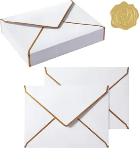 50 count White A4 Envelopes with  Border, 4.25x6.25 Inches Envelopes with  Stickers for Greeting Cards and Invitation (A4-4x6)