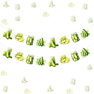 1Set Pickle Birthday Party Decorations 2PCS Dill Pickle Birthday Banner for Kids Funny Pickle Garland Party Supplies Cucumber Theme Kind of a Big Dill Banner for Birthday