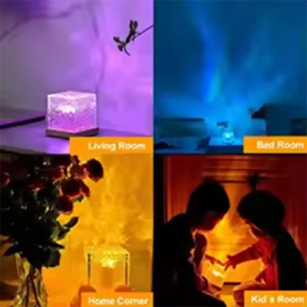 16 Colors Night Light with Remote Ocean Wave Aurora Projector Rechargeable Table Lamp for Home Bedroom Decor