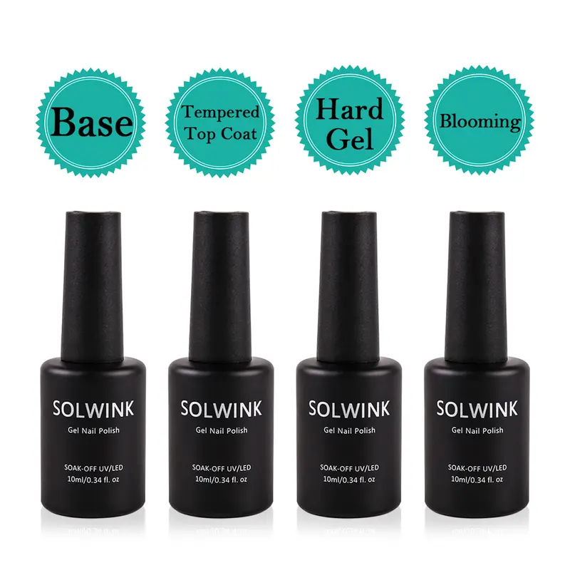 SOLWINK HEMA FREE TPO FREE 4pcs Rock Sugar Gel Nail Polish Set Nail Polish Kits for Natural Nails Toes Nail Tips, Gift, Nail Products, Base Top Coat