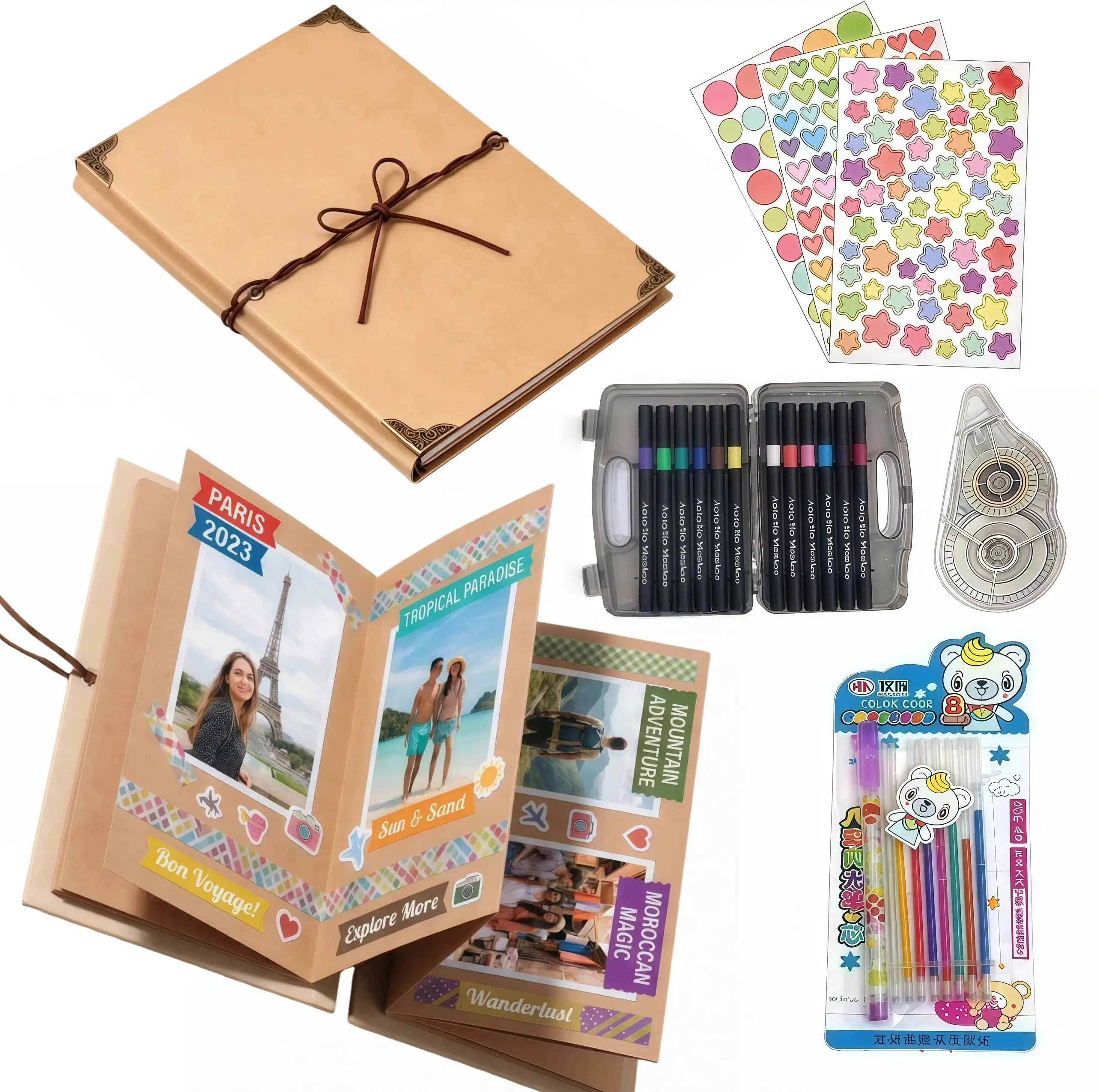 Accordion Foldable Scrapbook Album 99+ - Preserves Memories, for Weddings, Travel, Lovers, Friends, Graduation, Anniversary, Family | DIY Craft Kit with Markers, Stickers, Dot Glue & Gift Bag