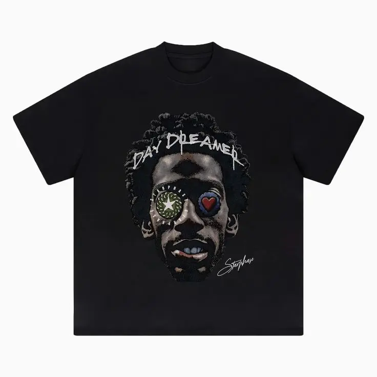 Day Dreamer Oversized Cotton Graphic T-Shirt Summer with Black Design and Graphic Text - Top, Womenswear