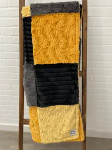 Black and Mango Minky Mama With Bella on the Back