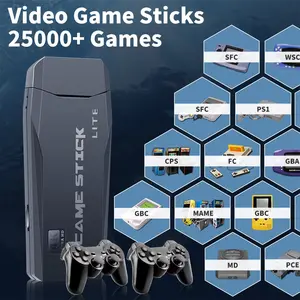 M8 Retro Game Stick With 25000+ Games 12 Emulators For PS1/MAME/FC/CPS/SFC/GB/MD With 2 Gamepad Retro Game Consoles For TV Plug&Play Game Stick