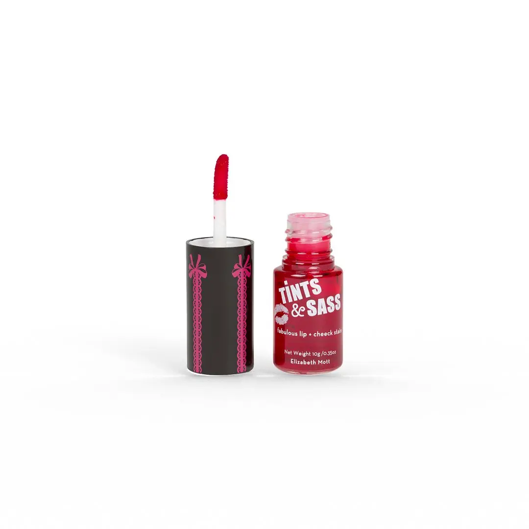 Elizabeth Mott Tints & Sass Rosy Lip Stain and Cheek Tint – Long-lasting Natural Lip and Cheek Color For All Skin Types and Skin Tones, Cruelty Free