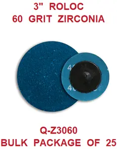 3  INCH  ZIRCONIA  ROLOC  60  GRIT  (25PACK)