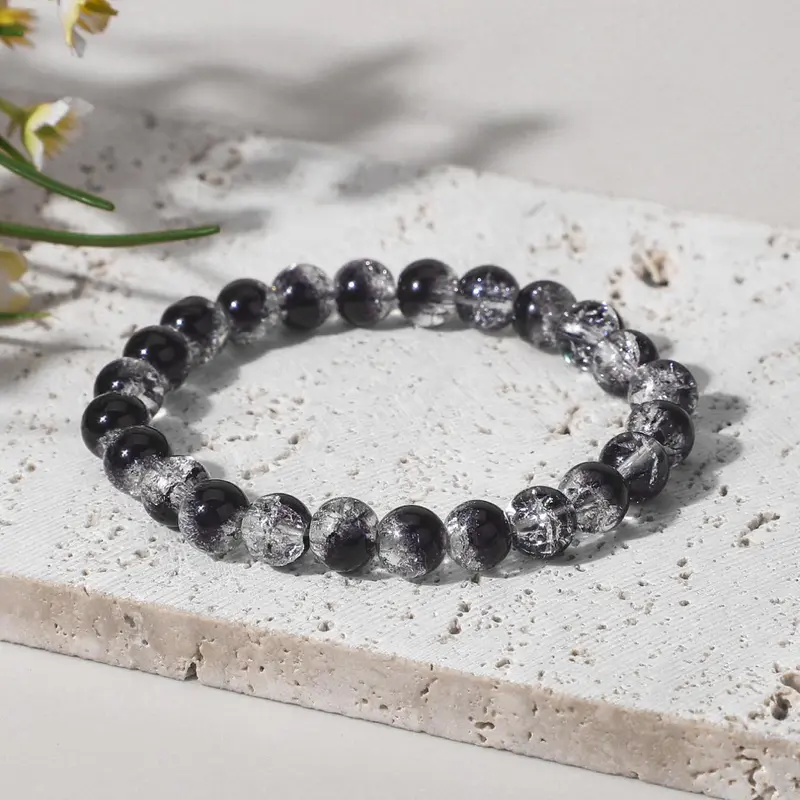 Handmade Crystal Bracelet, Crack Bead Design, Fashion Accessory for Men & Women, Ideal Gift for Meditation & Energy Healing, High Quality Bracelet