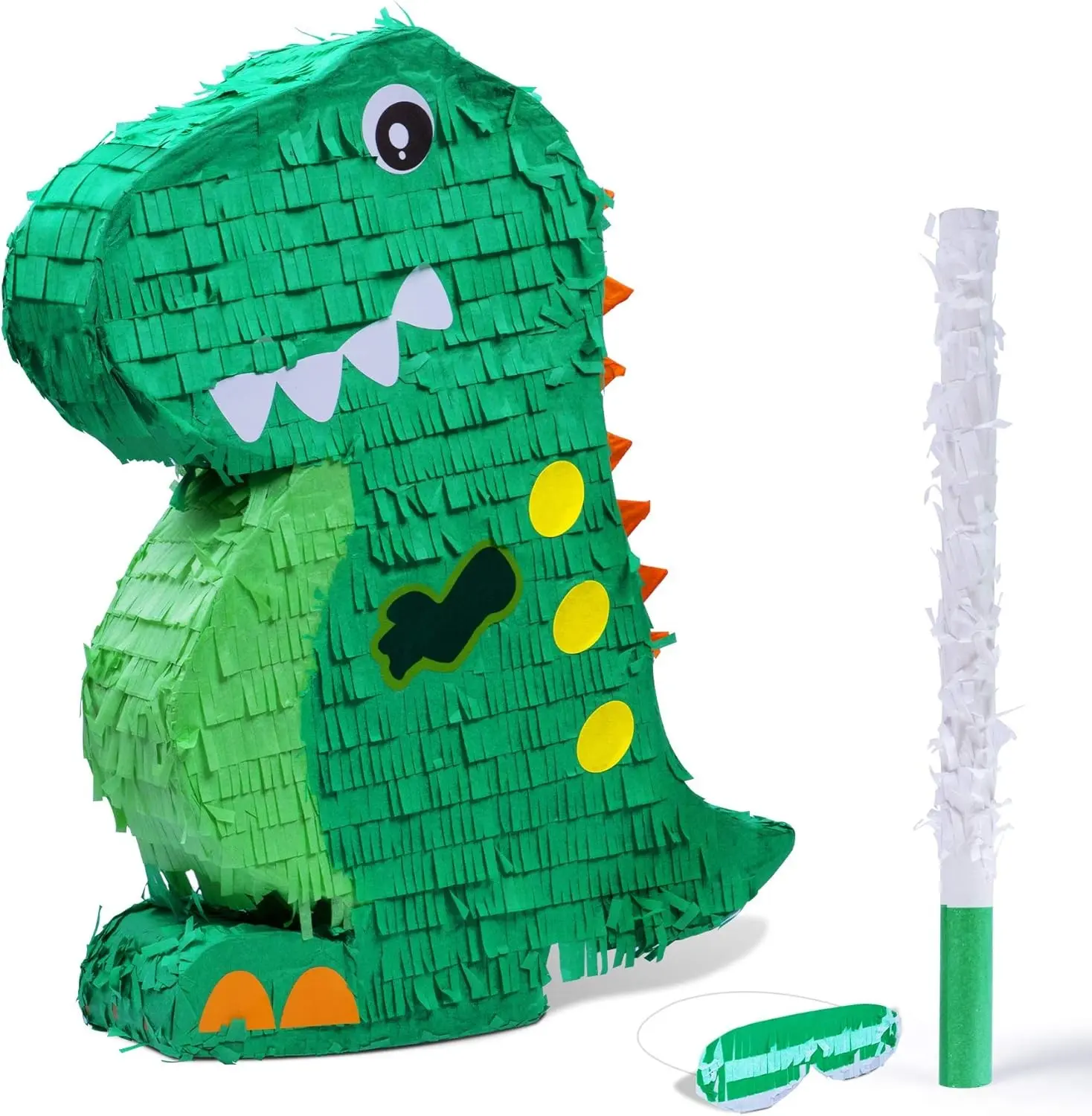 Dinosaur Pinata Bundle with Blindfold and Bat (17x13x4 Inches), Perfect for Birthday Parties, Animal Theme Parties and Party Decorations