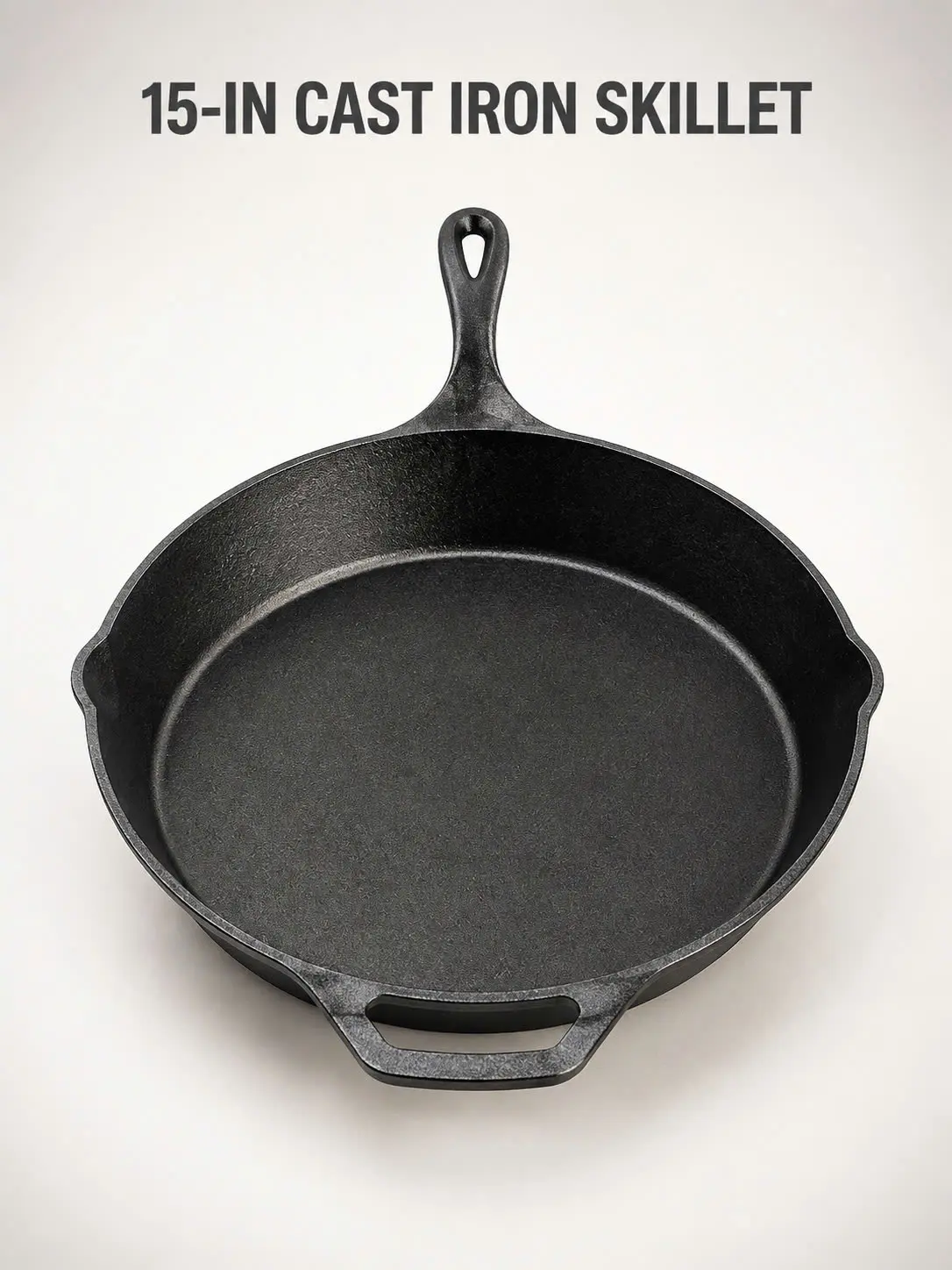 15 in Seasoned Cast Iron Skillet with Assist Handle – PFAS-Free Pan for Stove, Oven, Grill & Campfire