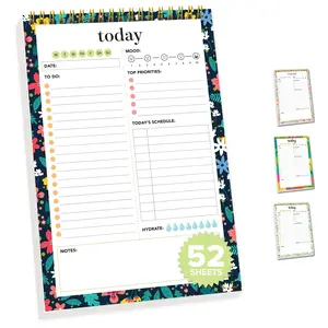 Daily Planner Pad with Schedule, To-Do List Notepad, Tear Off Sheets, 52 Sheets, 6.5x10in