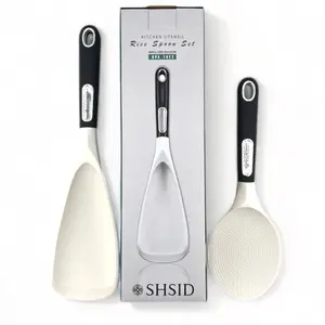 SHSID Rice Spoon Paddle - Silicone Rice Serving Spoon, BPA Free Rice Scoop   with Heat-Resistant Handle - Non-Stick Rice  Cooker Spoon, Serving Spoon for Rice (White) Tableware Cutlery