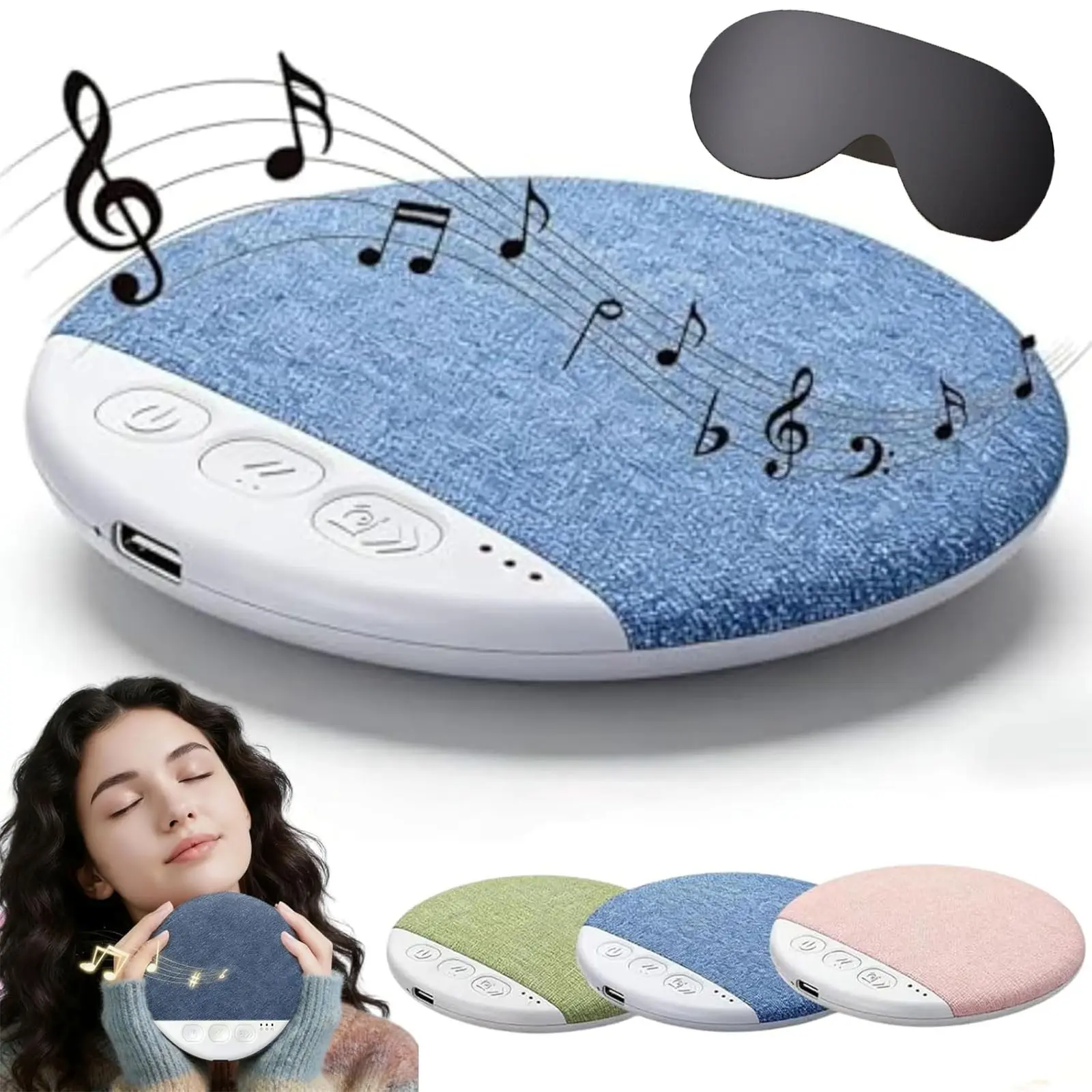 Pillow Speaker for Sleeping, Mini Bluetooth Speaker Under Pillow with Noise White Noise Sound Machine for Sleeping, Headphone-Free Sleep Speaker for Side Sleeper Blue with Sleep Mask Gift, Portable Wireless Speaker