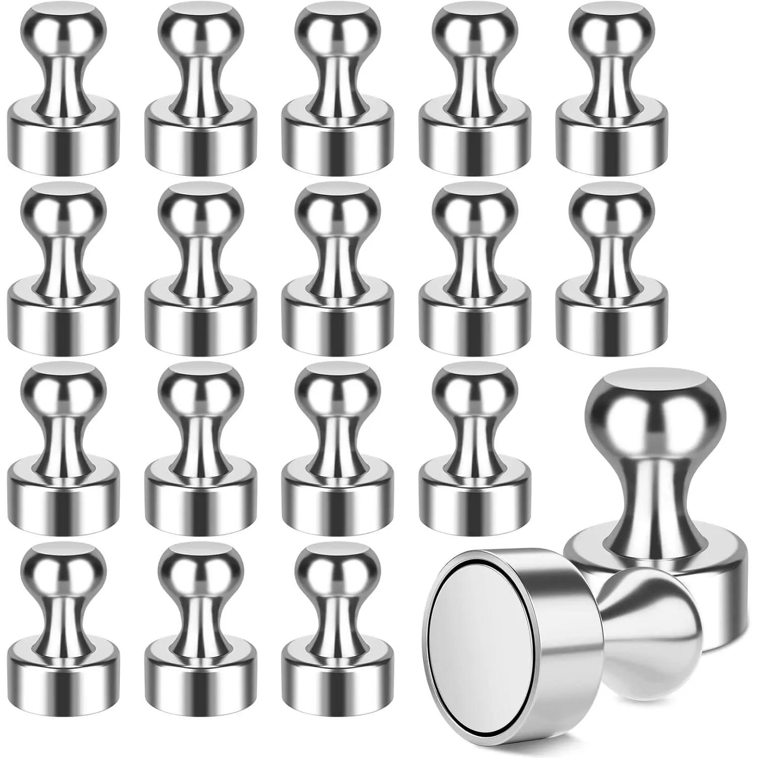 30-Pack Scratch-Free Neodymium Push Pins - Rare Earth, Small, for Fridges/Maps & Kitchen Cabins Hanging, Holds 12 Sheets, Pack Quantity