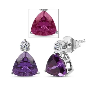 AAA Luxuriant Lab Grown Purple Sapphire and G-H SI Lab Grown Diamond 2.99 ctw Earrings in 10K White Gold Christmas Gifts
