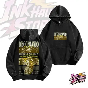 *Diego Brando*, a talented jockey and character from the *JoJo's Bizarre Adventure* series - Long Sleeve Cotton Unisex Vintage Hoodie