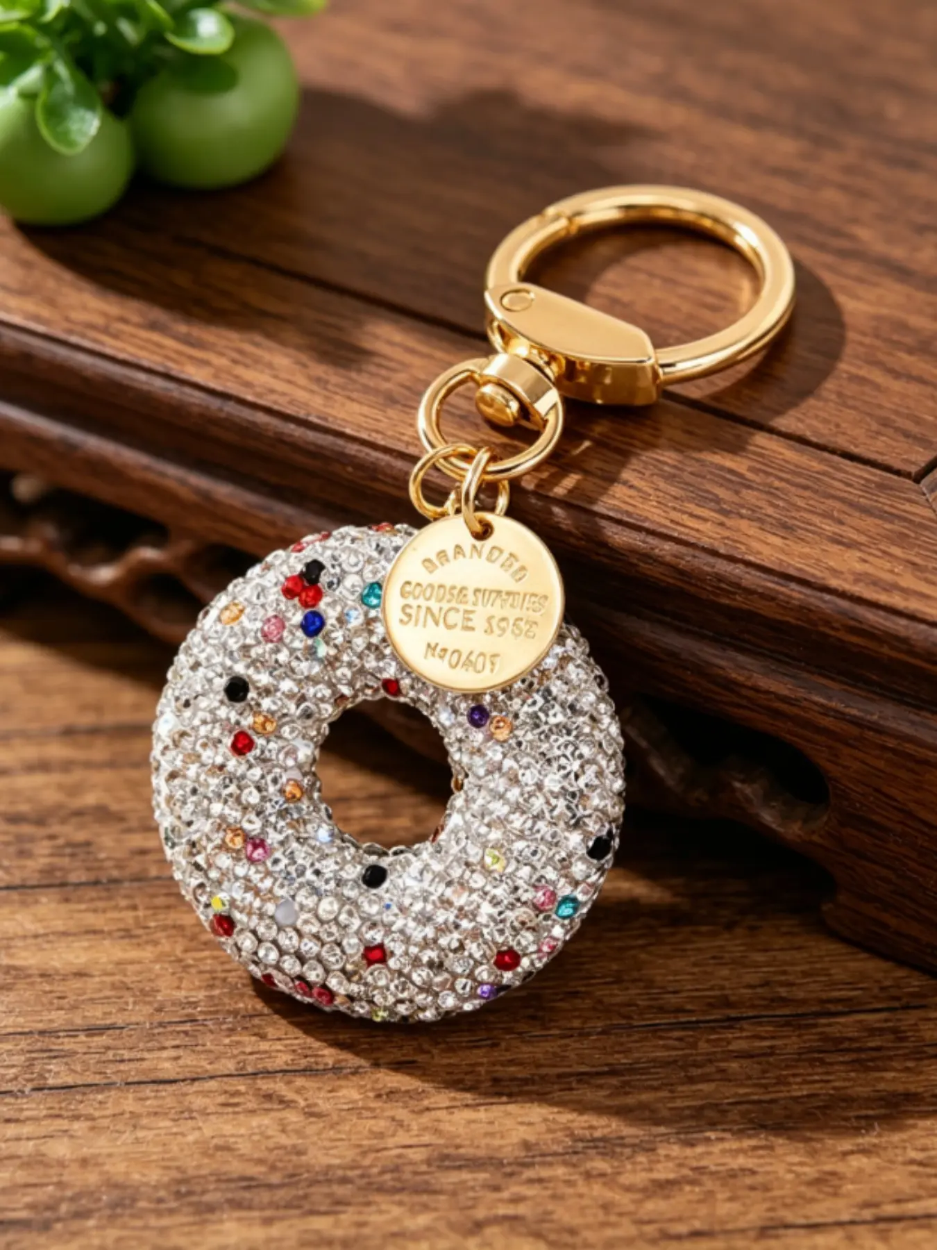 Colorful Dot Donut Key Ring, Cute Dessert Style Pendant, Mini Decor for Student Bags