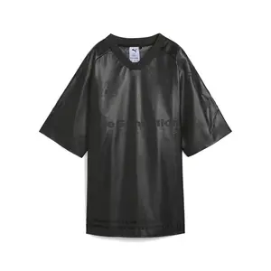 PUMA Mens Special Items Pleather V Neck Long Sleeve Replica Jersey Casual - Black
