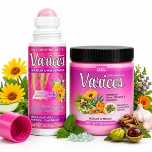 (Gel + Roll On )  Varices Gel 4.4oz (125g) + 100ML Roll On  Desinflamatorio de verices 4.23 oz (120 g) – Varicosa Massage Body Oil Targeted Cooling Sensation for Legs, Knees, Arms & Shoulders – Natural arnica oil with Calendula & Horse Extract