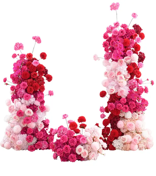 S-A8946 Hot Pink Rose Floral Arrangement KT Board Background Decor Event Props
