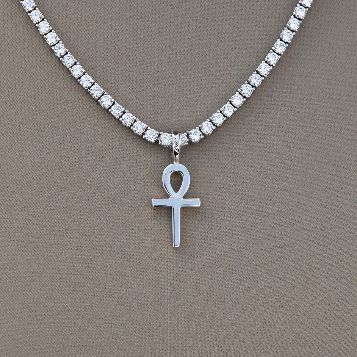 GLD Micro Simple Ankh Cross in White Gold | Simple Design with 18k plating  |Lifetime Guarantee  - Perfect Gift (Chain Not Included)
