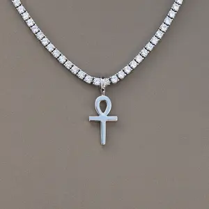 Micro Simple Ankh Cross in White Gold - Perfect Gift