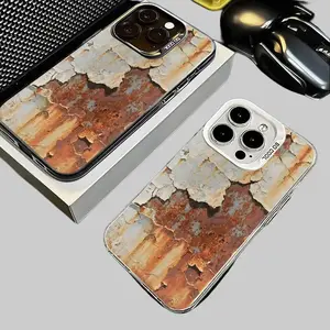 Vintage Industrial Grunge Faux Rusty Metal Texture Clear Bumper Phone Case