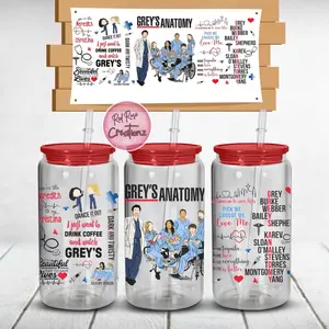 You’re My Person - greys anatomy theme | Libby glass can 16oz Drinkware Bamboo Lid Straw Plastic Colorful