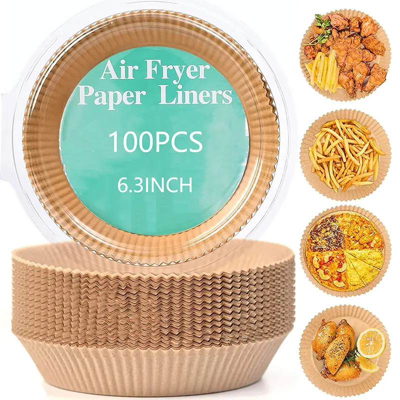 Disposable Air Fryer Parchment Paper Liners, 6.3 in Round, Food-Safe Non-Toxic Non-Stick Sheets (100 Pcs/200 Pcs) - Kitchenware Baking Supplies for Baking, Roasting, Father's Day Gift