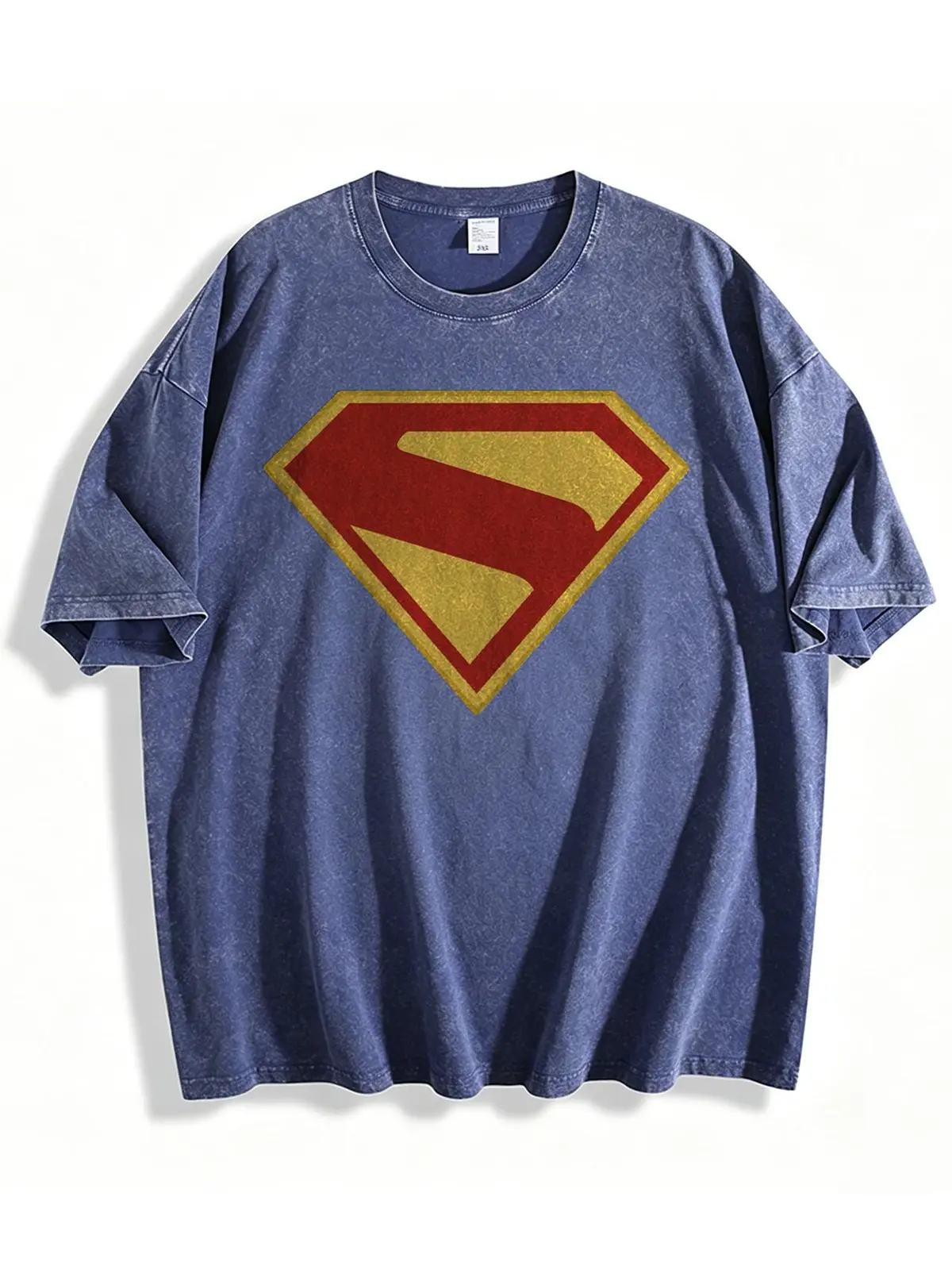 Justice League Superman logo Classic Logo Vintage Washed Oversized T-Shirt Men Women Casual Streetwear Tee Summer Crewneck Tshirt