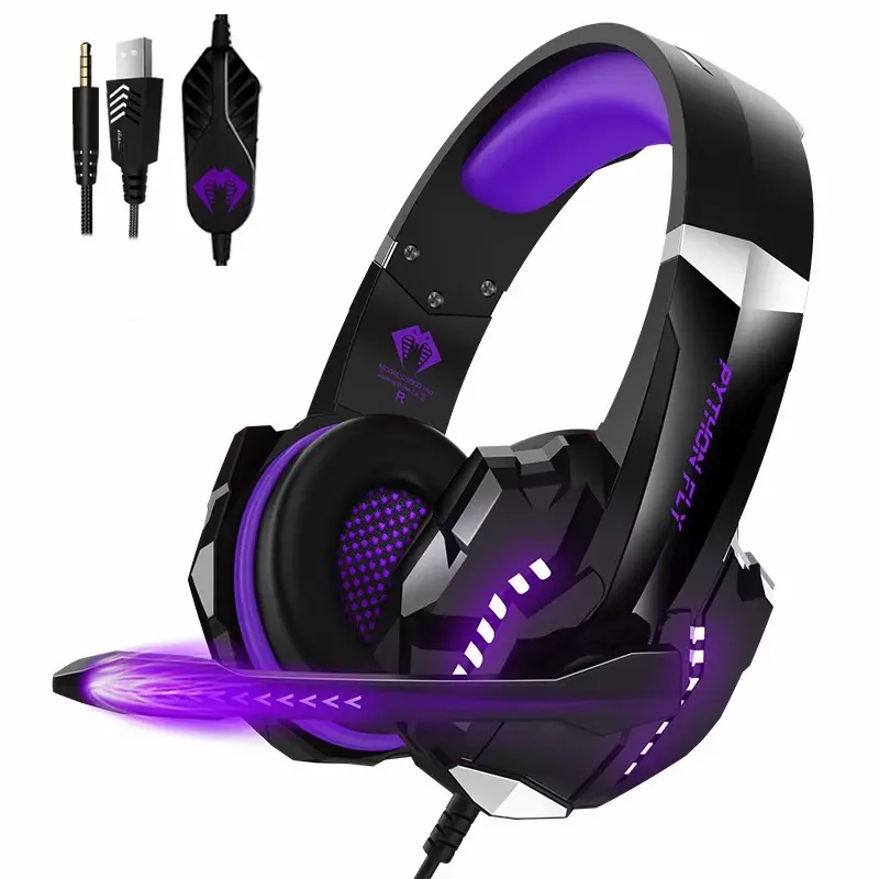Wired Gaming Headset with USB Plug & Moving Coil Sound for Electronic Earbud Gaming Studio Head-mounted 3.0m Cable 50mm Speaker 110dB Sensitivity