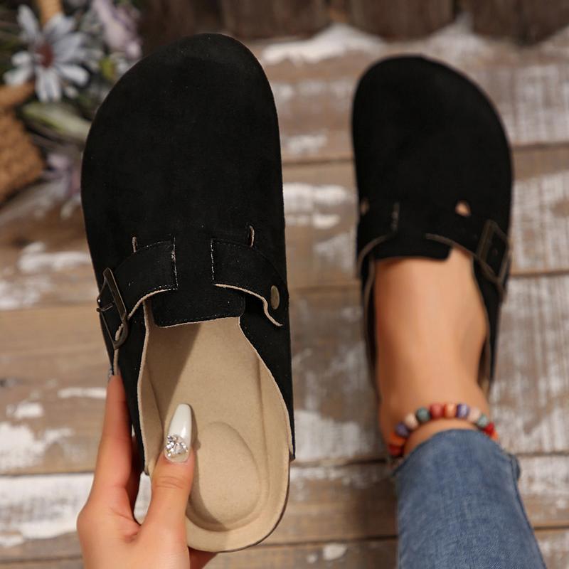 Women's Sandals Round Toe Cork Footbed Slide Clogs With Adjustable Buckle Strap Slippers Indoor Outdoor Shoes