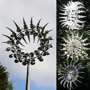 Magical Metal Garden Windmill,Kinetic Wind Spinners,Wind Sculpture for Yard 3D Outdoor Wind Kinetic Sculpture Move with The Wind - Metal Wind Spinners Suitable for Garden Terrace Lawn Yard