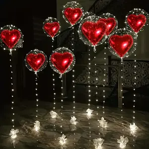 10-Piece Set Transparent Bubble Balls Heart Aluminum Foil Balloons, Perfect for Valentine's Day Birthdays Weddings Proposals Anniversaries