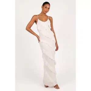 Petal and Pup Ciao Ruffles Maxi Dress - Cloud White XS
