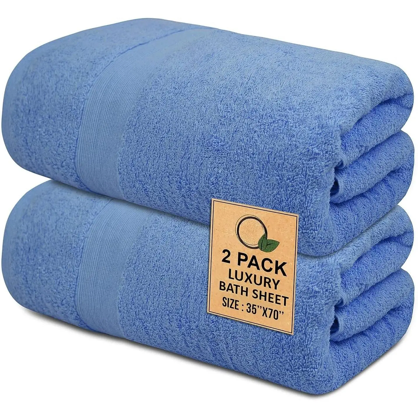 Luxury Bath Sheets - Pack of 2 (35" x 70") | Super Soft, Quick-Dry & Highly Absorbent Towels for Bathroom, ,  & Gym (Sky Blue)