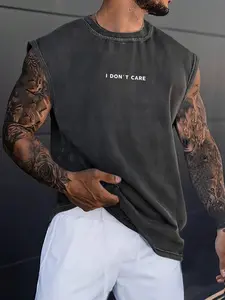 Unlock the American retro style! Made of skin-friendly pure cotton, this men's sleeveless round-neck Fitted T-shirt is super cool and has a personalized Graphic text pattern, allowing you to show off your unique charm on the summer streets Streetwear Tee