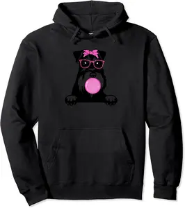 Miniature Schnauzer with bubble gum bandana glasses Pullover Hoodie - Kadondaxe Shop 30B0B5N7JKHX