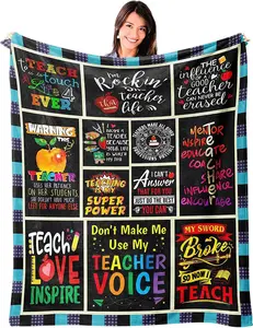 Teacher Gifts for Women Throw Blanket 50"X40", Teacher Appreciation Gifts in Bulk, Thank You Gifts for Teachers for Teachers Day Graduation Retirement Birthday Christmas Valentines Day