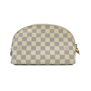 Pre-owned Louis Vuitton canvas Small Leather Goods $1010 Damier Azur Cosmetic Pouch GM