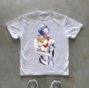 Rei x Marlboro T-Shirt, Anime Evangelion Graphic Tees, Unisex Tshirt, Gifts Shirt, Menswear Womenswear Streetwear, Aesthetic, Heavyweight Cotton Comfort Top Regular Fit Y2k Outfit Outdoor Affliction Clothes