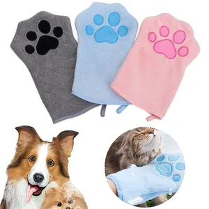 Quick-Dry Absorbent Dog & Bath Gloves - Glove-Style Pet Towels with Paw, Hygienic Grooming Tool for Small/Medium Dogs & Cats, Quick-Drying Post-Bath Cleaning