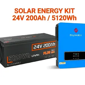 Sumry Solar Energy Kit Hybrid Inverter 3.6KW 24V 200Ah Battery 5120Wh for Efficient Power Storage