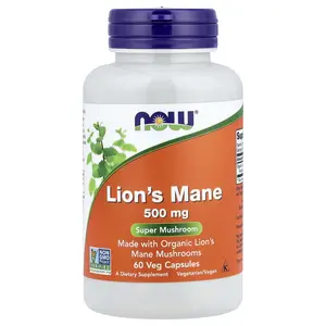 NOW Foods Lion's Mane, 500 mg, 60 Veg Capsules