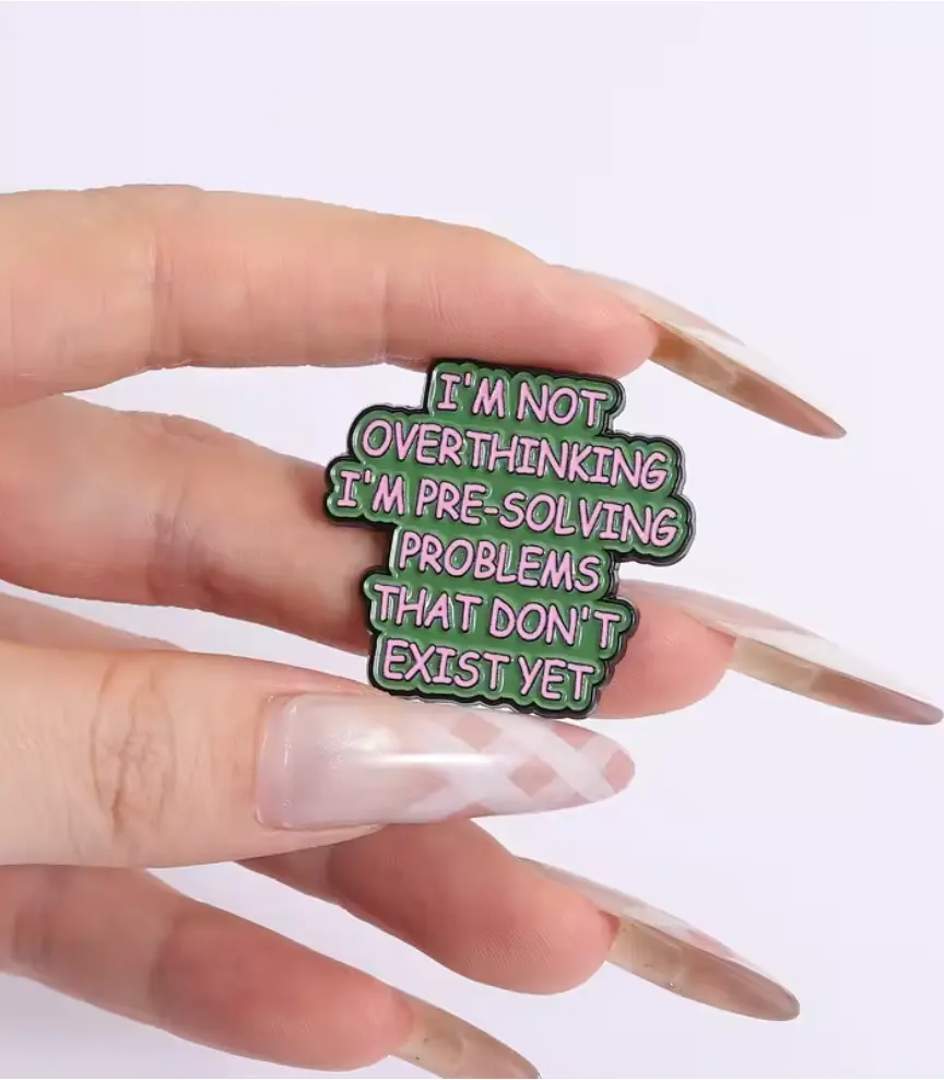 Sarcastic Quote Enamel Pin for Overthinkers, Funny Brooch with "Pre-solve" Tagline for Backpacks, Jackets, and Hats, Emotional Support, Sarcasm, Backpacks And Hats, Pins, Quote Text, Self-Aware, Anxiety-Powered Problem Solvers, Unisex