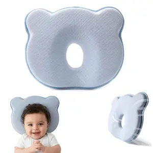 Memory Foam Baby Pillow,Cute Cartoon Bear Soft and Cozy Pillow, Breathable Bedding Set for Infants for Little Boys and Girls Prevent Flat Head