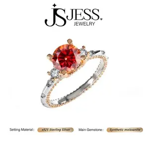 “Eternal Flower” JessJewelry Brilliant 2 ct Round Cut Synthetic Moissanite Ring, 925 Sterling Silver Jewelry, Engagement Rings for Women