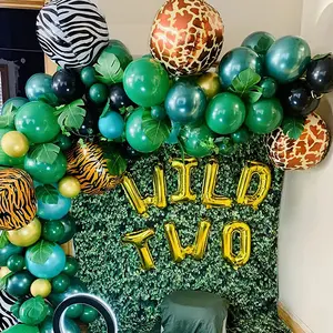40pcs Retro Dark Green Jungle Safari Balloon Set – Birthday, Baby Shower & Party Decorations